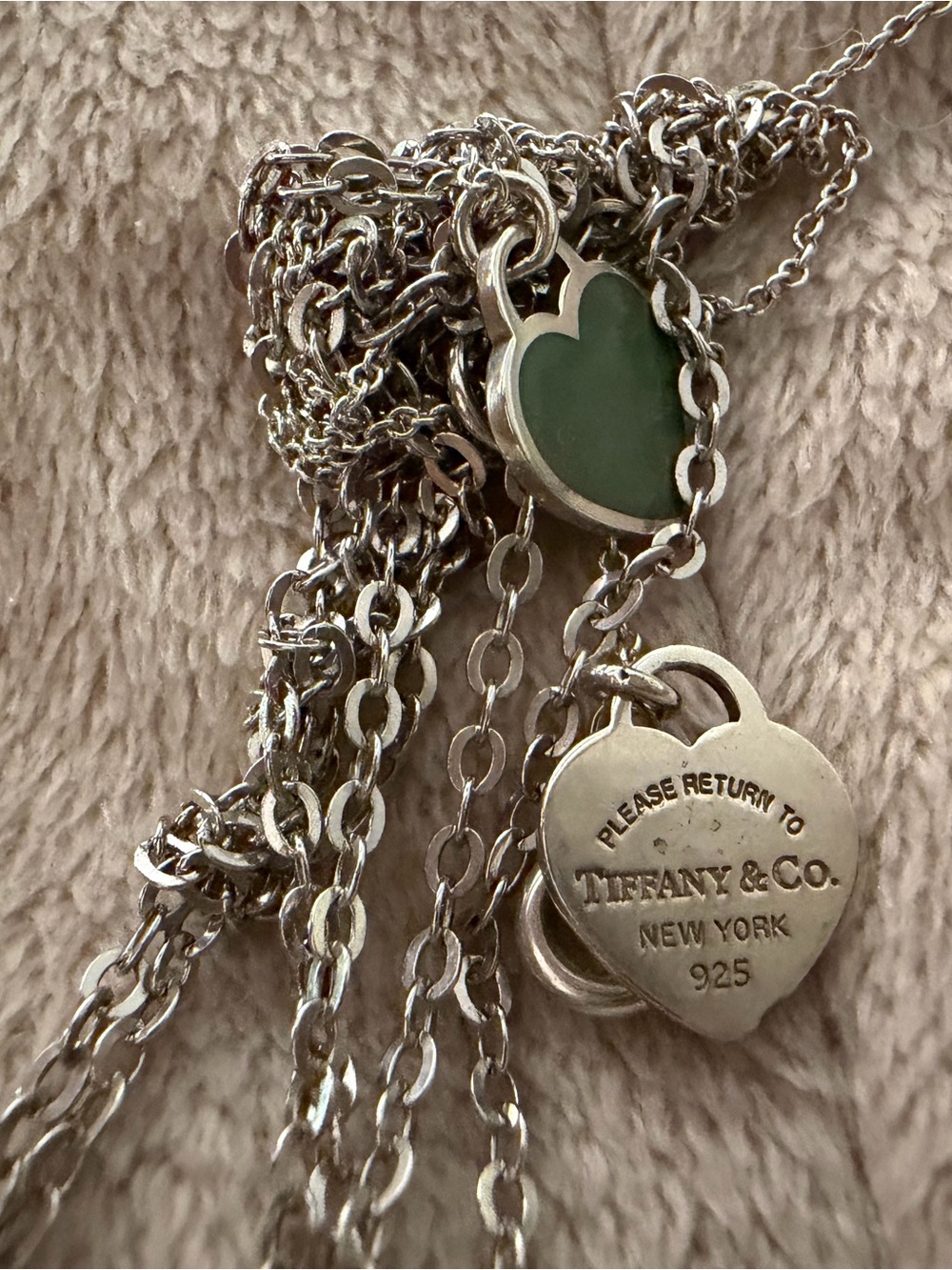 Vintage Tiffany & Co. Silver Heart Tag Necklace with Enamel Heart